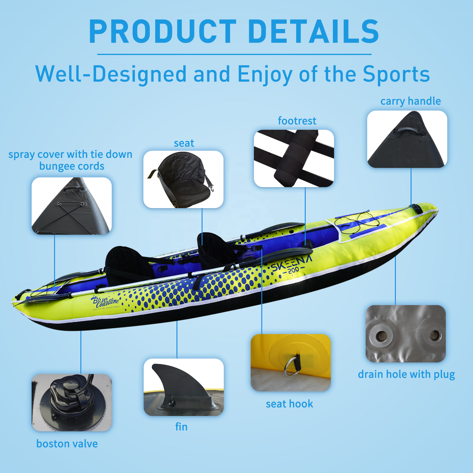 Adult Inflatable Fishing Canoe – обзор и цена Fishing Kayak Paddle