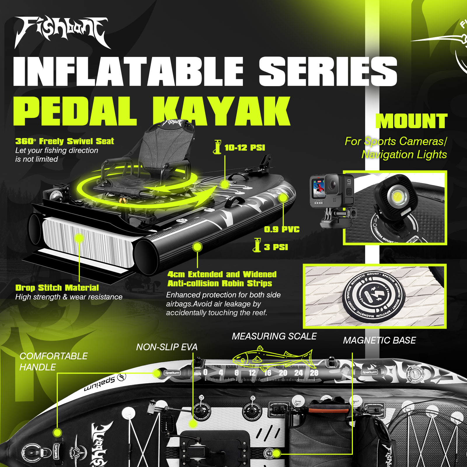 Spatium Pedal Kayak Inflatable – обзор и цена Fishing Kayak Pedal Drive